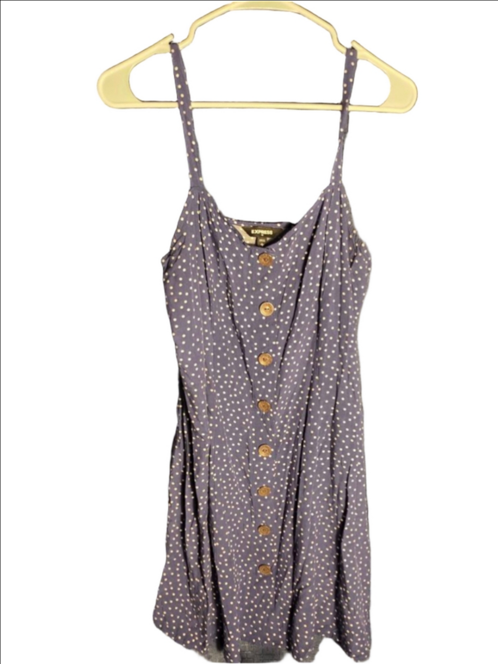 Women's EXPRESS Blue White Polka Dot Mini Dress L